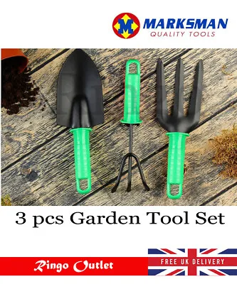 3 Pc Set Mini Gardening Plastic Hand Tool Set Cultivator Fork Trowel Shovel Kit  • £6.99