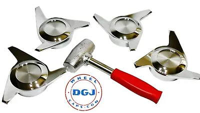 $174.99 • Buy 3 Bar Cut Chrome Knock-off Spinners & Lead Hammer For Lowriders Wire Wheels (M)