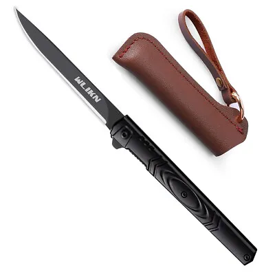 Mens Pocket Folding Knife Sheath Stainless Steel Blade Outdoor Hunting Tactical • $10.99