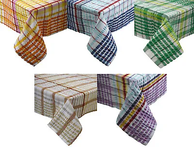 £16.40 • Buy Traditional Bright Seersucker Table Cloth 100% Cotton Checked Dining Room Linen