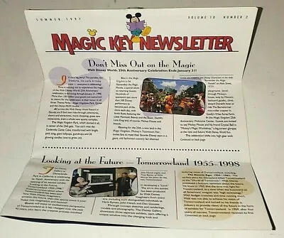 Magic Kingdom Club Magic Key Club Newsletter Summer 1997 Disney 25th Anniversary • $5.99