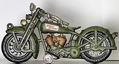 Harley Davidson Motorcycle Metal Pull Toy Car Race 1920s Racer Vintage Model 1 • $359