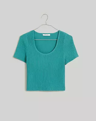 Madewell $70 Ottoman Crop Sweater Tee Turquoise Size XS NL209 • $40