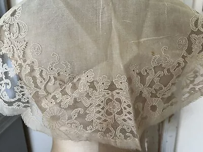 19thc Antique Victorian Irish Carickmacross Lace Collar Unfinished TLC • $14.80