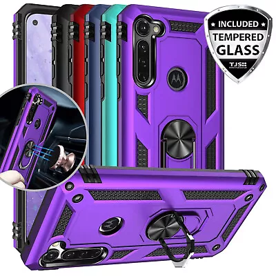 For Motorola Moto G Stylus 2020 Case Magnetic Metal Ring Stand +Tempered Glass • $8.95