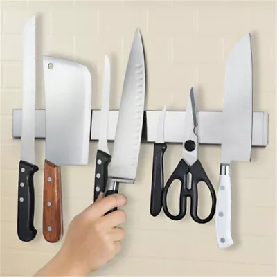 UK Magnetic Knife Holder For Wall Acacia Wood Strong Magnetic Knife Strip Rack • £9.59