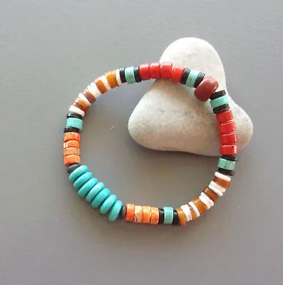 Native American Bracelet For Men Or Women In Turquoise Coral And... • £22.78
