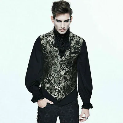 Steampunk Gothic Court  Men Embroidered Waistcoats  Sleeveless Coats Party Vests • $67.97