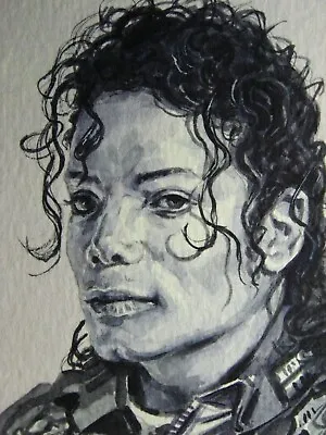 Watercolor Painting Michael Jackson King Pop Dance Music ACEO Art ' • $95