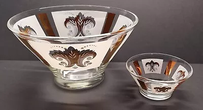 Anchor Hocking Fleur De Lis Chip & Dip Bowl Set Mid Century Modern Vintage Glass • $29.95