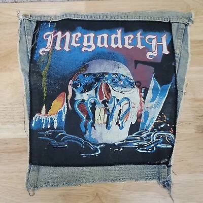 VTG MEGADETH Killing Is My Business BACK PATCH BIG Printed Band Logo Denim Sewn • $74.95