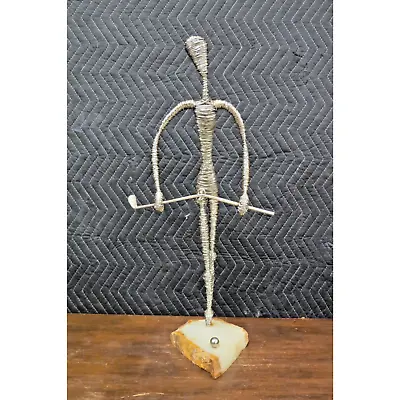 Large Vintage Wire Wrapped Twisted Metal Mid Century Golfer Golf Art Sculpture • $124.99