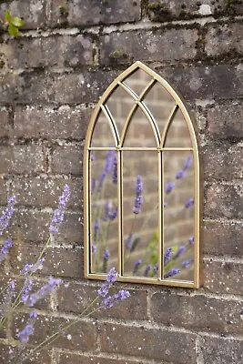 £31.50 • Buy Outdoor  Indoor Arch Garden Mirror, Gold Colour Metal Frame Wall Mounted, Gothic