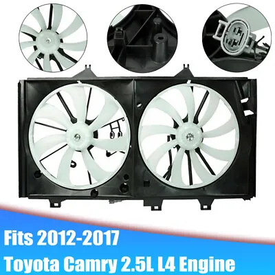 AC Dual Condenser Radiator Cooling Engine Fan For 2012-2017 Toyota Camry 2.5L L4 • $68.88