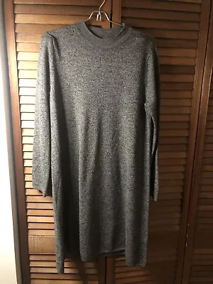 Garnet Hill Dress Women’s Size M Gray Merino Wool Sweater Knit • $21.99