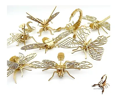 Insects Wooden 3D Jigsaw Construction Puzzle DIY  Designs Kids Gift Present Toy • £5.75