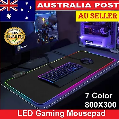 Large USB RGB Extended Mousepad LED Gaming Mouse Pad Keyboard Desk Anti-slip Mat • $23.99