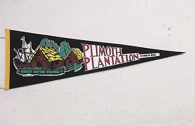 Plimoth Plantation Massachusetts Vintage Flag Pennant 8x26 MA Plymouth • $15.79