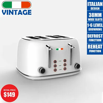 $109.99 • Buy Vintage Electric 4 Slice Toaster White Stainless Steel 1650W Not Delonghi 
