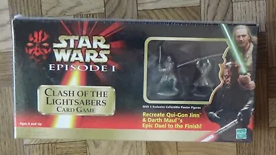 STAR WARS Episode I Clash Of The Lightsabers Card Game NEW IN BOX W/2 Pewter Fig • $8.55