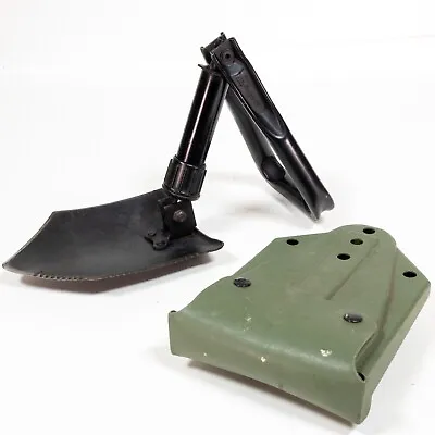AMES US Military Tri Fold ENTRENCHING TOOL SHOVEL E-Tool & OD VINYL CARRIER USED • $32.90