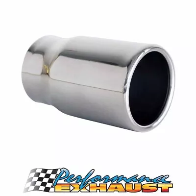 Straight Cut Rolled In STAINLESS Exhaust Tip - 2.5  Inlet - 3  Outlet (5  Long) • $21