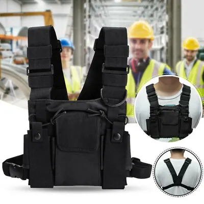 Vest Rig Bag Pocket Radio Chest Harness Chest Front Pack Pouch Walkie Holster UK • £12.49