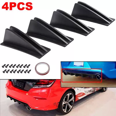 Universal Black Rear Bumper 4 Shark Fins Spoiler Wing Lip Diffuser Modified Kits • $24.19