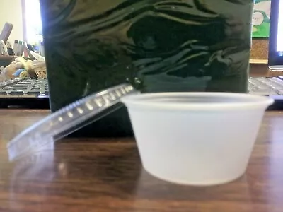 PORTION CUPS 2 Oz PLASTIC WITH LID SAUCES/LIQ SHOTS (100 CUPS & 100 LIDS) • $14.95