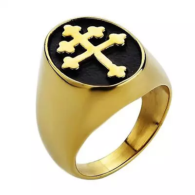 Magnum Pi Cross Of Lorraine Stainless Steel Metal Ring Knights Templar Crusader • $16.99