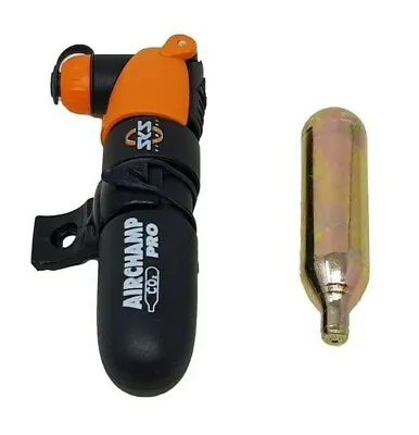 Airchamp Pro Mini Bike Pump + CO2 Cartridge For Presta Schrader Woods Valves  • £12.99