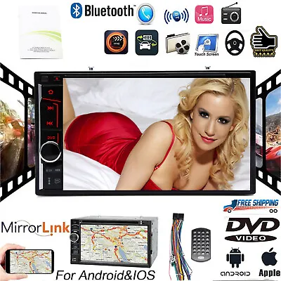 Stereo Bluetooth DVD CD Player Car Radio Touch Screen Mirror For Android IOS GPS • $91.54