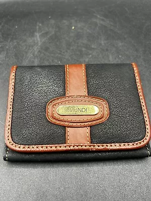 New-MUNDI Black&brown Genuine Leather Key Chain 2 ID Windows 3 Pockets Wallet • $14.99