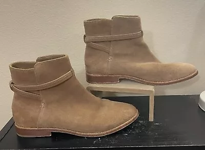 Joie Flat Booties - Presley Suede Leather Tan Womens Size 38.5 US 8.5 • $42