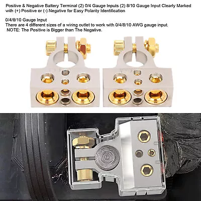 ⁺❤ Positive Negative Battery Terminals Connector 0/4/8/10 Gauge Terminal Clamp • $41.39