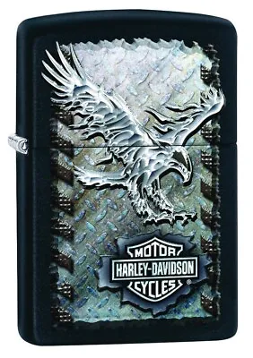 Zippo Lighter Harley Davidson Iron Eagle Black Matte 98485 Gift Boxed Brand New • $79.95