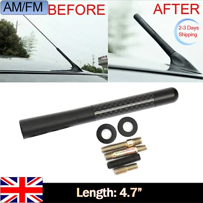 1x CAR BEE-STING SHORT STUBBY BLACK CARBON FIBRE ARIEL AERIAL ARIAL MAST ANTENNA • £2.85