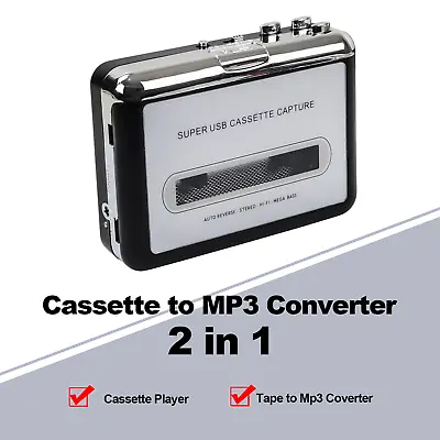 Portable Cassette Player Converter Recorder Convert Tapes To Digital MP3 USA • $19.89