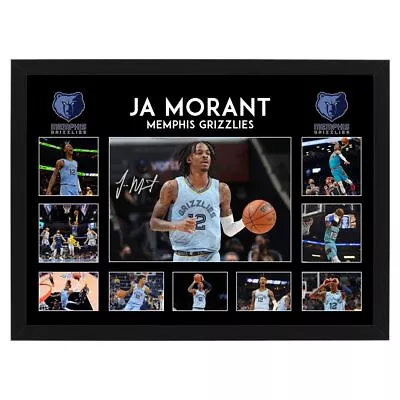 $149 • Buy Ja Morant Signed Framed Poster Lebron Curry Jordan Kobe Basketball Memorabilia