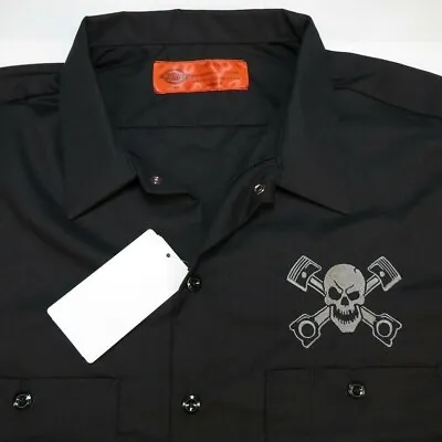 New Dickies Pistons Piston Skull & Crossbones Tattoo Art Pit Crew Work Shirt  • $49.95