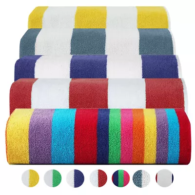 Beach Towels Striped 100% Cotton Terry Ringspun Pool Towel Quick Dry Large Towel • £19.99