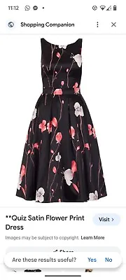 Quiz 50's Style Satin Floral Dress With Netted Under Skirt Size 12 It • £23