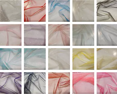 Glitter Tulle Fabric Soft Dress Net 150cm Wide Sheer Costume Sparkle Party • £1.25