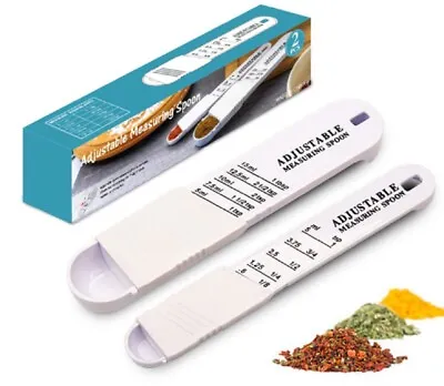 2 Adjustable Measuring Spoon Set - Teaspoon & Tablespoon Kitchen Baking Tool • $7.40