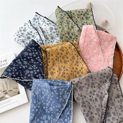 Soft Cotton Linen Triangle Scarf Small Flower Thin Narrow Neckerchief Hair Scarf • £2.20