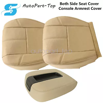 Console Armrest Cover & Bottom Leather Seat Cover For 07-14 Silverado Sierra Tan • $55.95