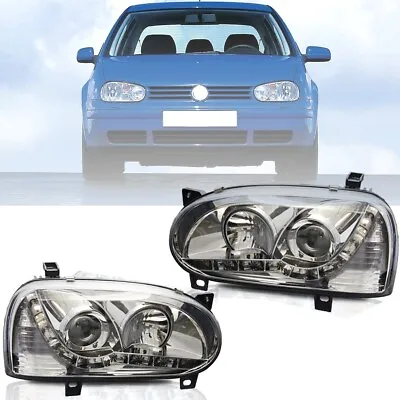 For 1993-1999 VW Golf 3 Headlights LED DRL Projector Front Lamps Clear Lens • $119.99
