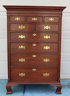 Henkel Harris Wild Black Cherry 9 Drawer Tall Chest • $4250