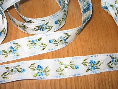 3 Yards Vintage Embroidered Floral Jacquard Ribbon Trim Sewing Crafts  1  Wide • $9.99