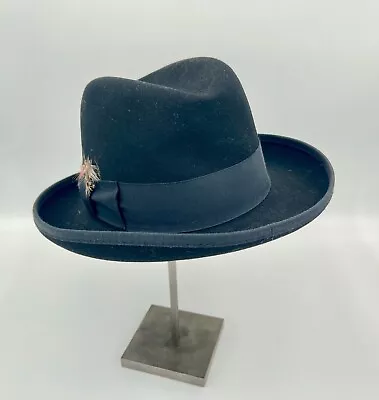 Vintage Golden Gate Hat Company Fedora Godfather Black Los Angeles 7 3/8 • $40